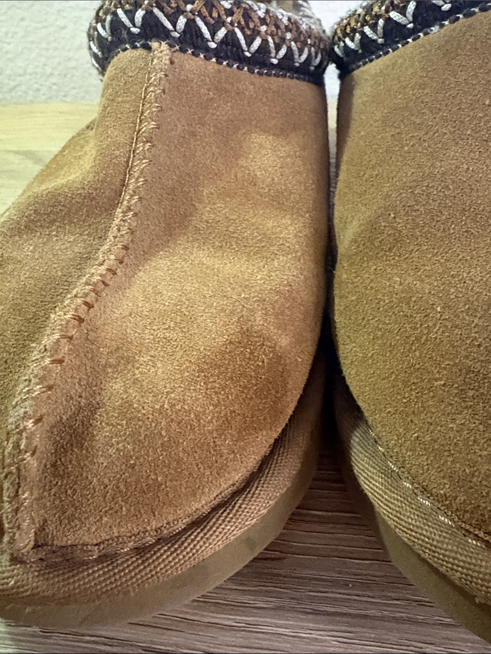 UGG Chestnut Brown Suede Slip-On Slippers with Braided Trim - Picture 3 of 11